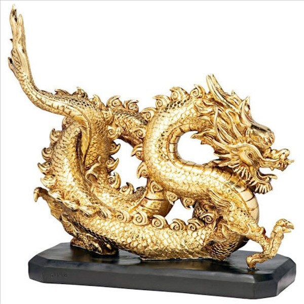 Golden Dragon Asian Statue